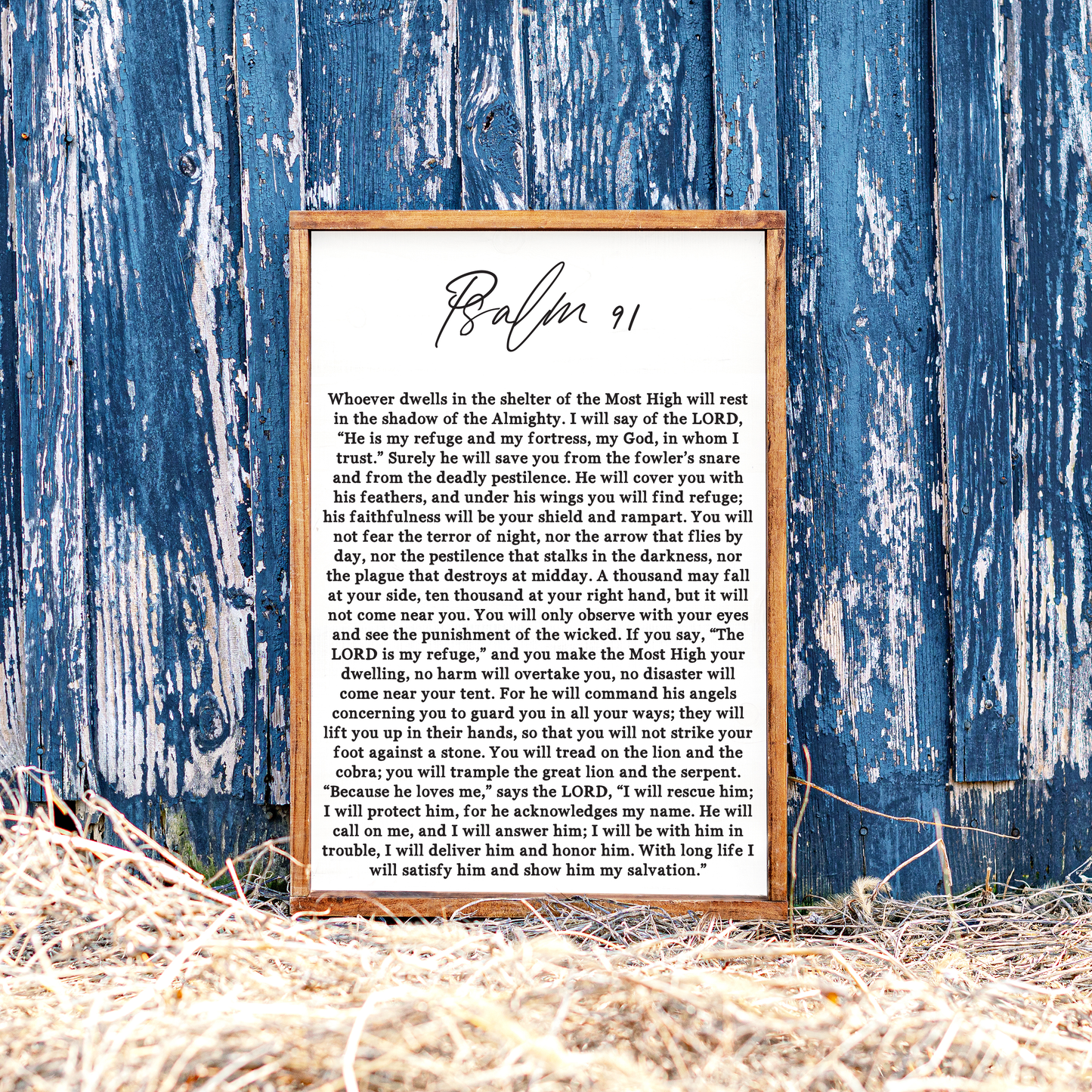 Psalm 91 Wooden Wall Art – “He Is My Refuge and My Fortress”