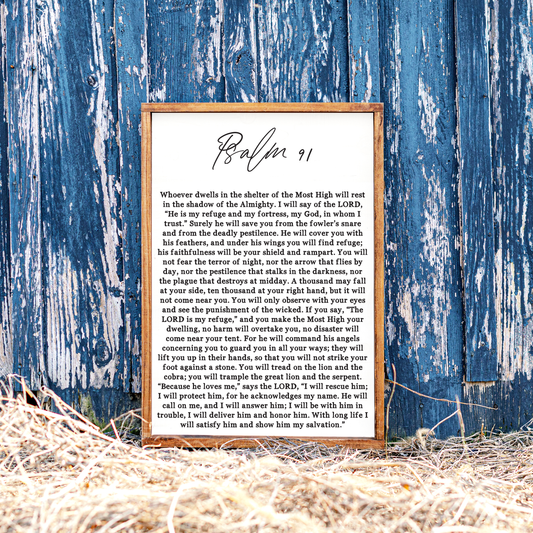 Psalm 91 Wooden Wall Art – “He Is My Refuge and My Fortress”