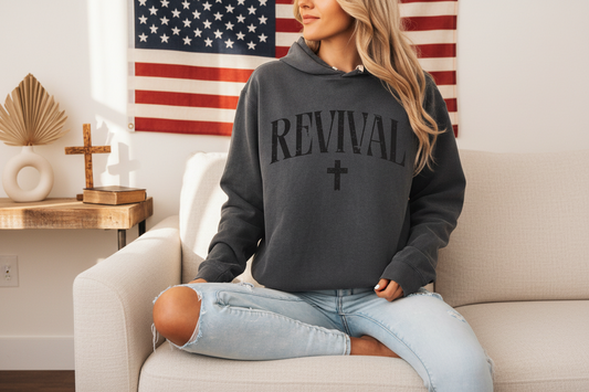 Revival Christian hoodie for women with cross faith sweatshirt