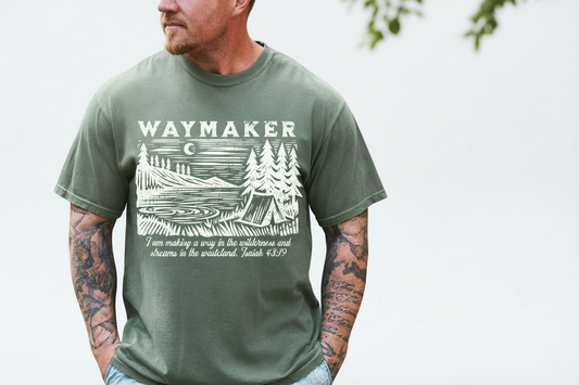 Waymaker Christian shirt for men Isaiah 43:19 vintage outdoors graphic tee